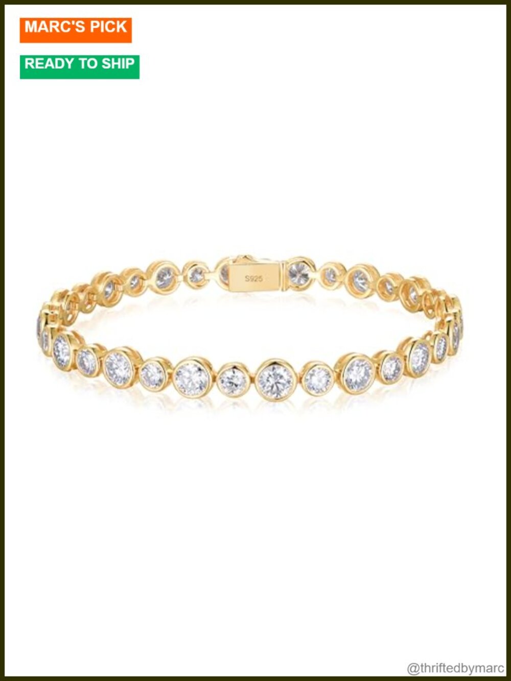 Moissanite Tennis Bracelet 925 Sterling Silver Bezel Set